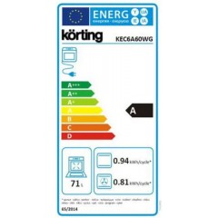 Korting KEC6A60WG Κουζίνα 71lt με Κεραμικές Εστίες Π60εκ. Λευκή 030061801